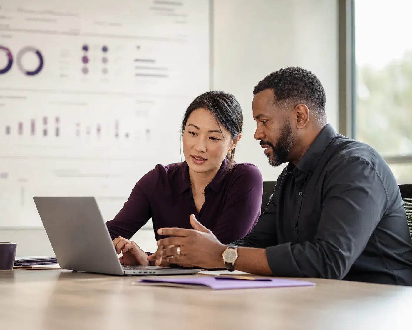 A university and hiring team reviewing program results