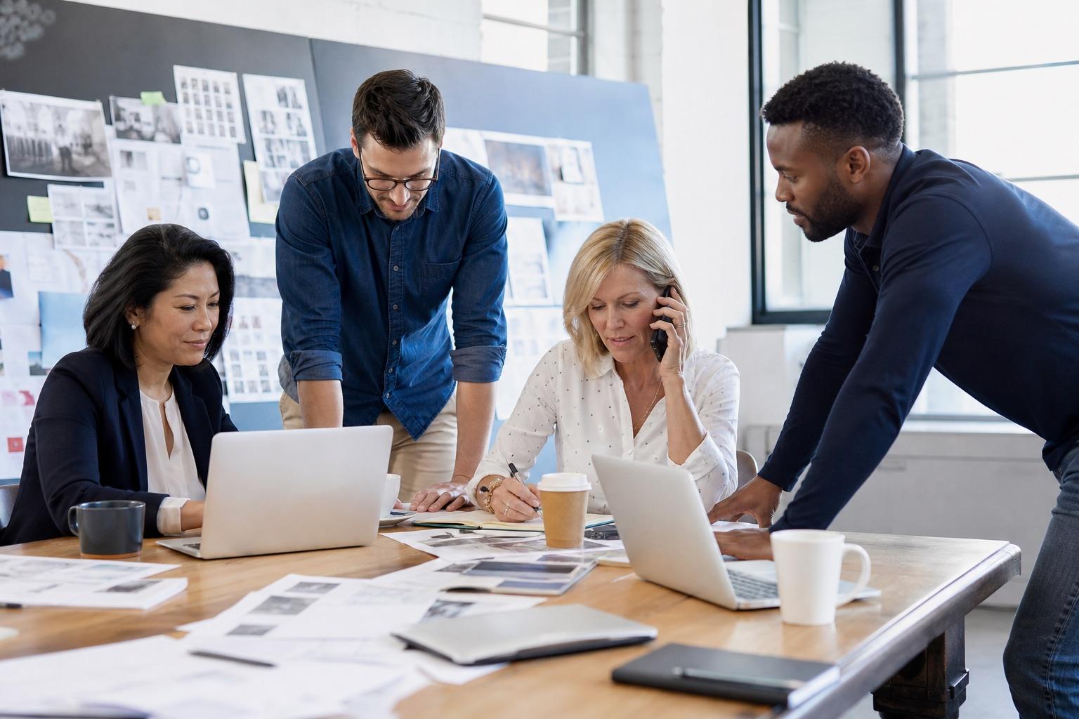 A staffing team reviewing candidate evidence for multiple client searches