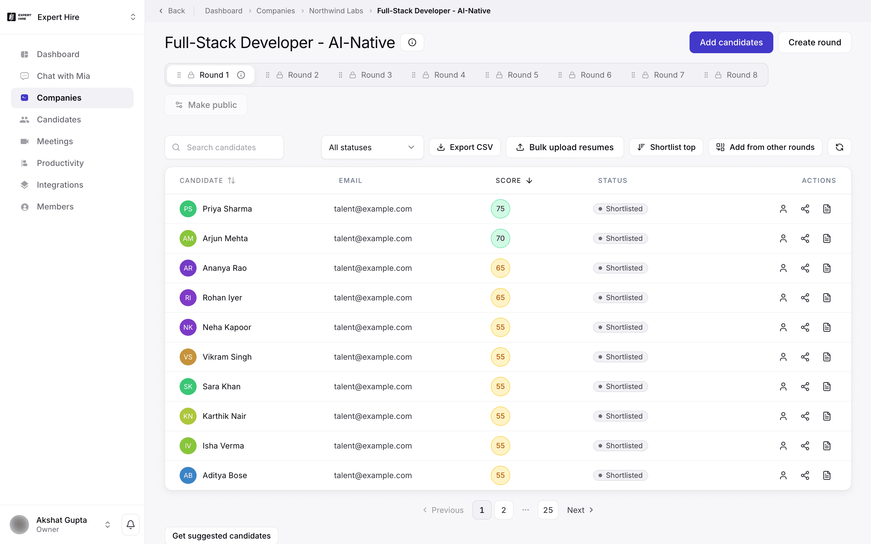The Expert Hire browser extension capturing and masking candidate information