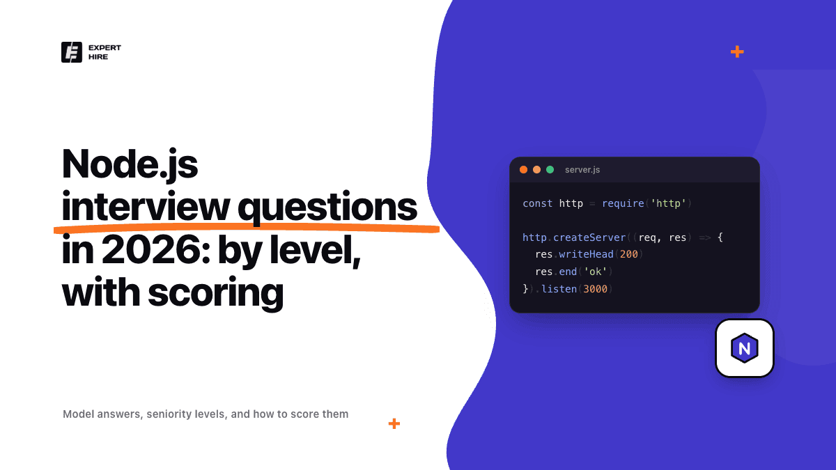 Node.js interview questions in 2026: model answers, seniority levels, and how to score them Node.js interview questions in 2026: model answers, seniority levels, and how to score them